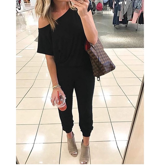 Off the shoulder black jumpsuit - Picture 4 of 6